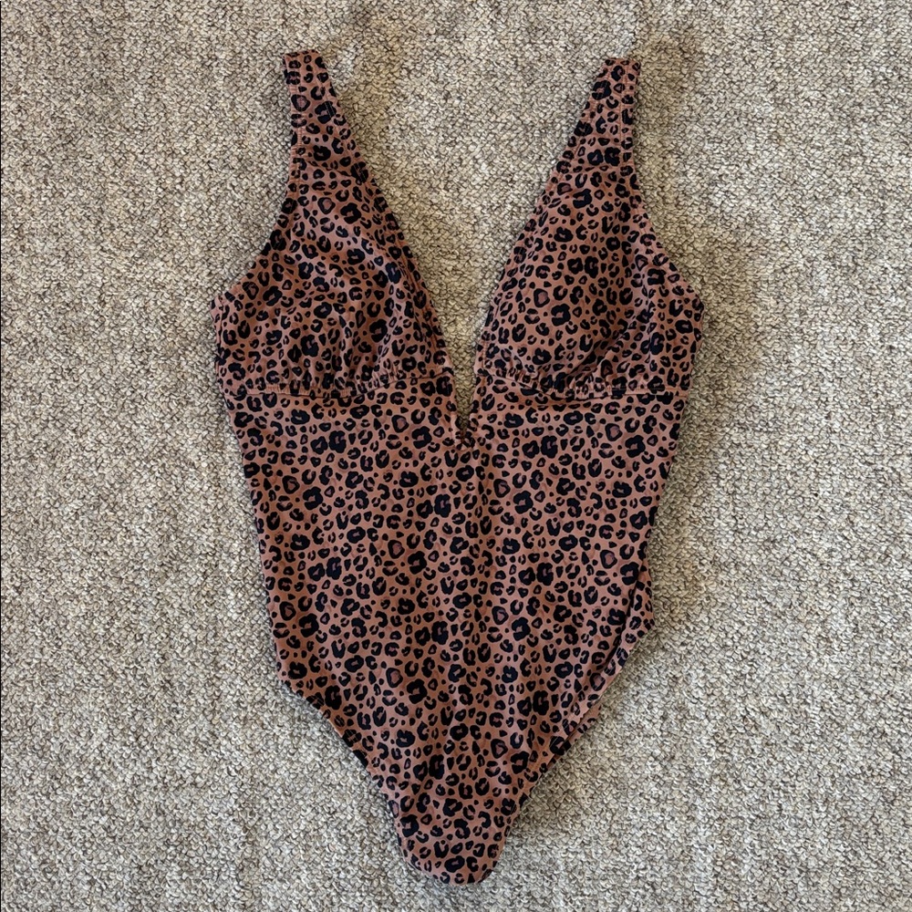 Deep Plunge Cheetah Print Swimsuit